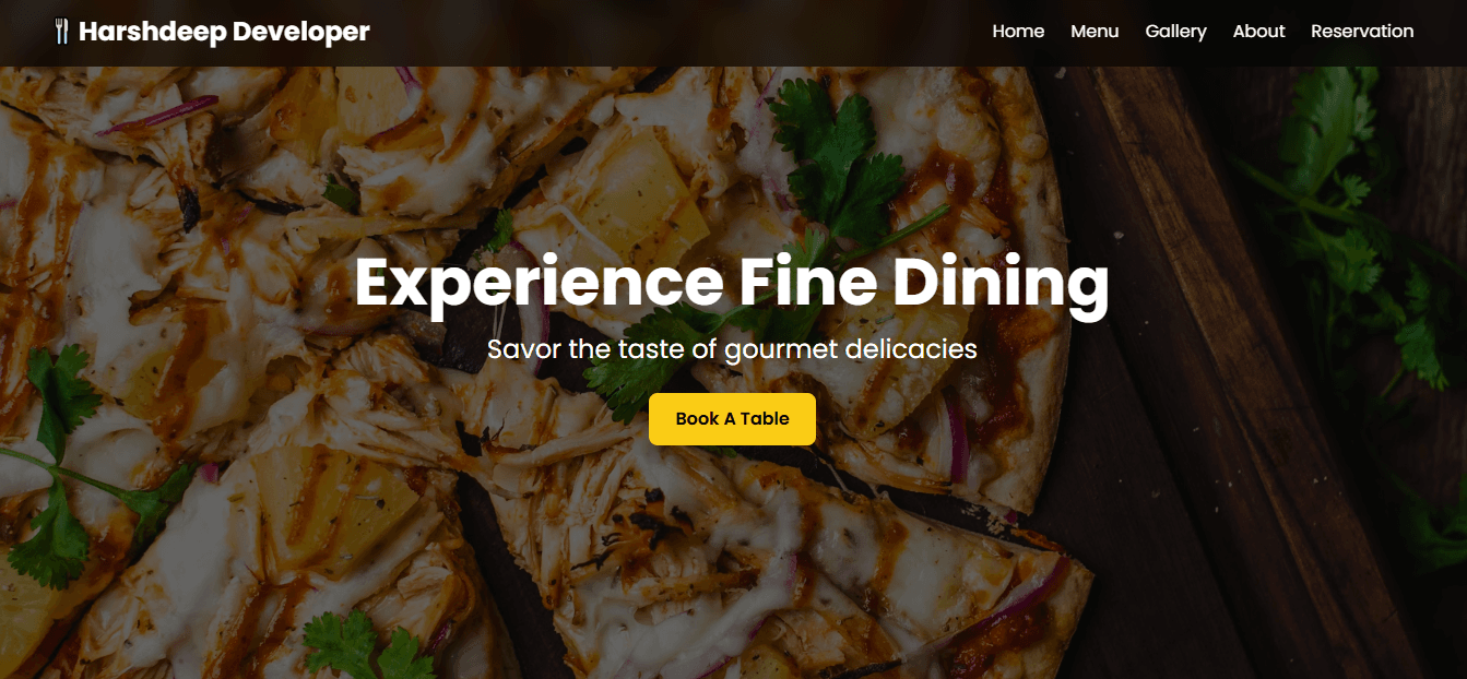 Restaurant Demo website screenshot