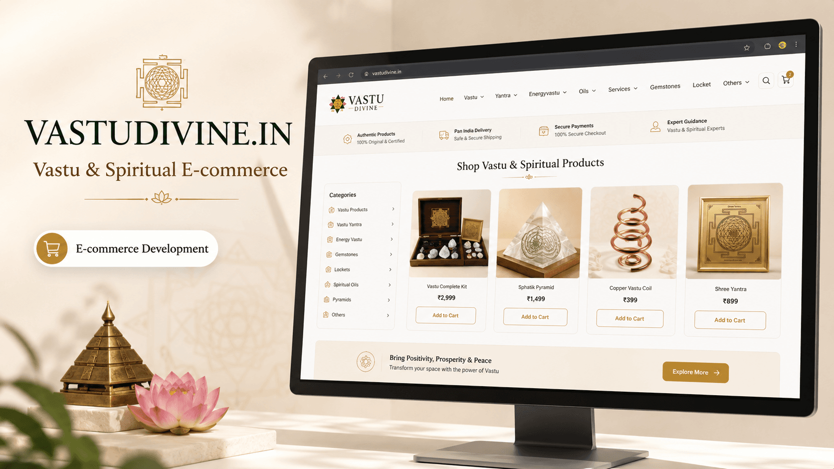 Vastu Divine — Product Catalogue & WhatsApp Ordering Platform website project by HD Web Studios